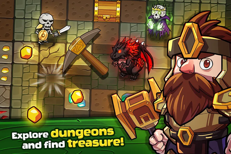 Mine Quest: Battle Dungeon RPG (Майн Квест)  [МОД Unlimited Money] Screenshot 1