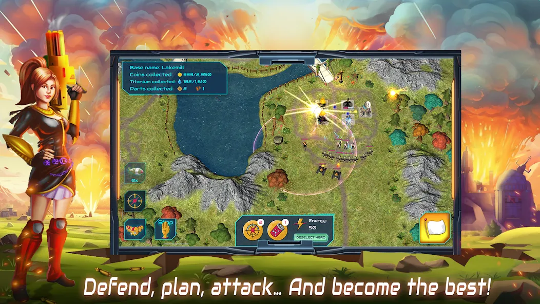 Boulder Base: Defense Strategy (Боулдер Бейс)  [МОД Бесконечные монеты] Screenshot 2