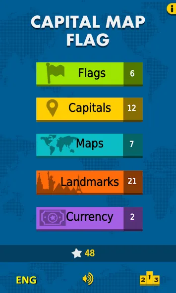 Capital Map Flag - geo quiz  [МОД Все открыто] Screenshot 1