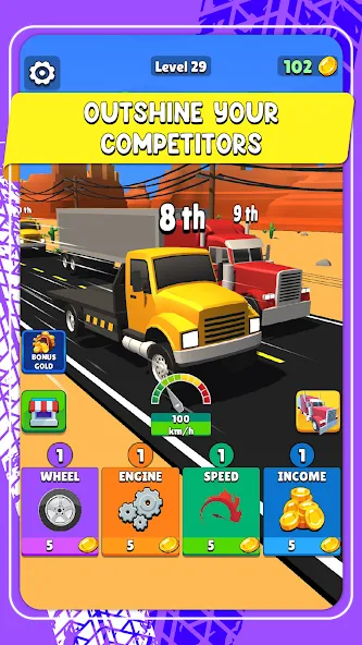 Idle Truck Racing : Cybertruck (Айдл Трак Рейсинг)  [МОД Бесконечные деньги] Screenshot 5