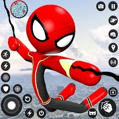 Скачать взломанную Spider Stickman Rope Hero Game  [МОД Бесконечные монеты] - последняя версия apk на Андроид