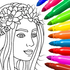 Скачать взломанную Coloring for girls and women  [МОД Много монет] - стабильная версия apk на Андроид