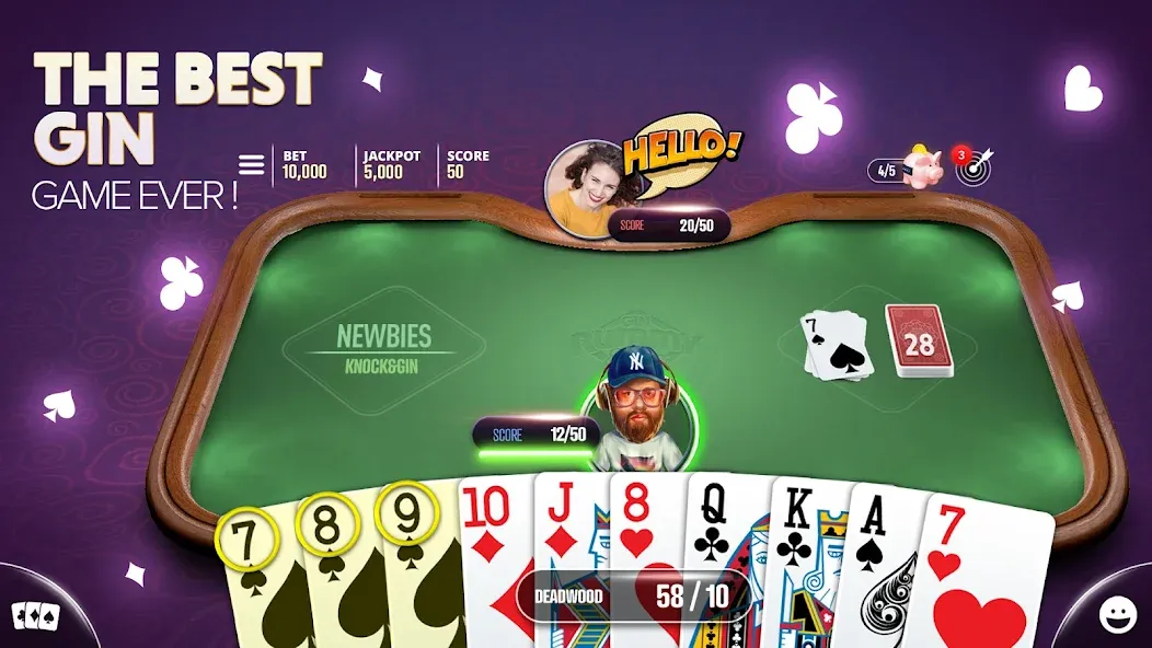 Gin Rummy Extra - Online Rummy (Джин Рамми Экстра)  [МОД Много монет] Screenshot 1