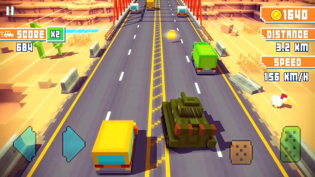 Blocky Highway: Traffic Racing (Блоки Хайвей)  [МОД Menu] Screenshot 1