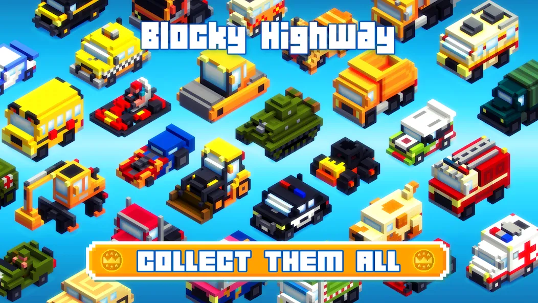 Blocky Highway: Traffic Racing (Блоки Хайвей)  [МОД Menu] Screenshot 3