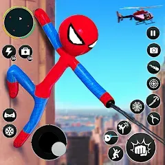 Скачать взлом Flying Stickman Rope Hero Game  [МОД Unlimited Money] - стабильная версия apk на Андроид