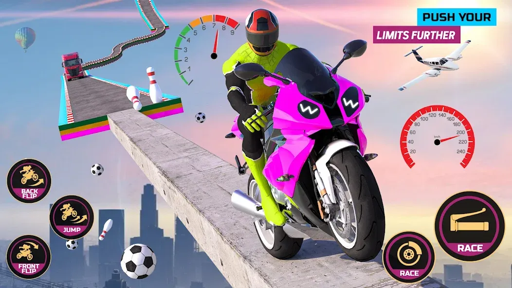 Racing Bike Stunt Games Master (Гонки на мотоциклах Мастер игр в трюки)  [МОД Unlimited Money] Screenshot 1