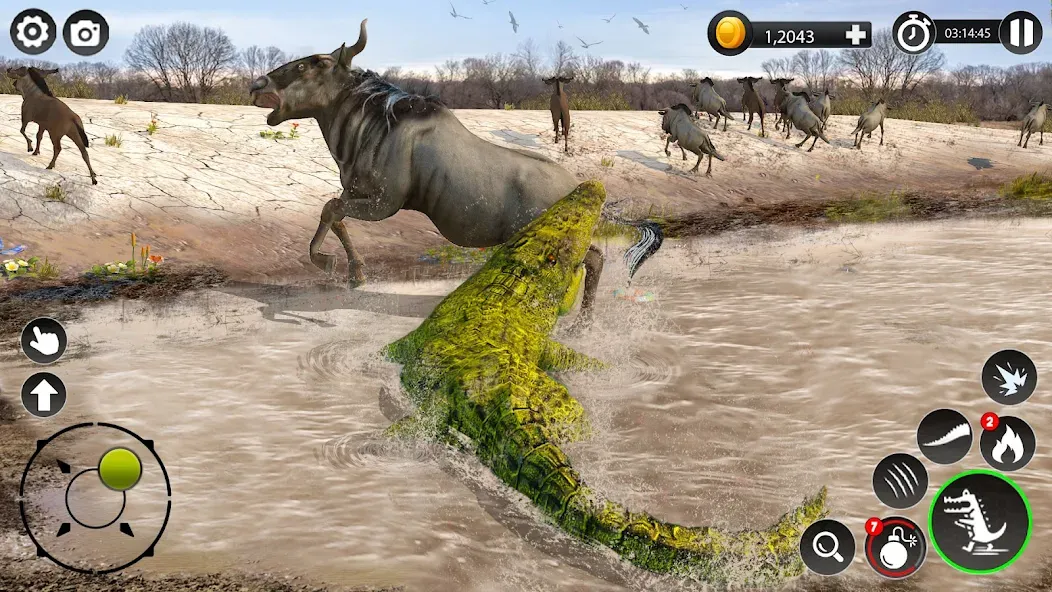 Hungry Animal Crocodile Games  [МОД Unlimited Money] Screenshot 1