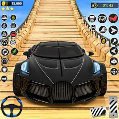 Взломанная GT Car Stunt Race: Mega Ramps (Джи Ти Кар Стант Рейс)  [МОД Бесконечные монеты] - стабильная версия apk на Андроид