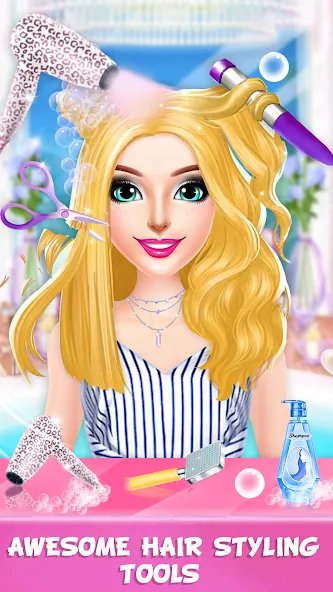 Braided Hair Salon Girls Games  [МОД Много монет] Screenshot 4