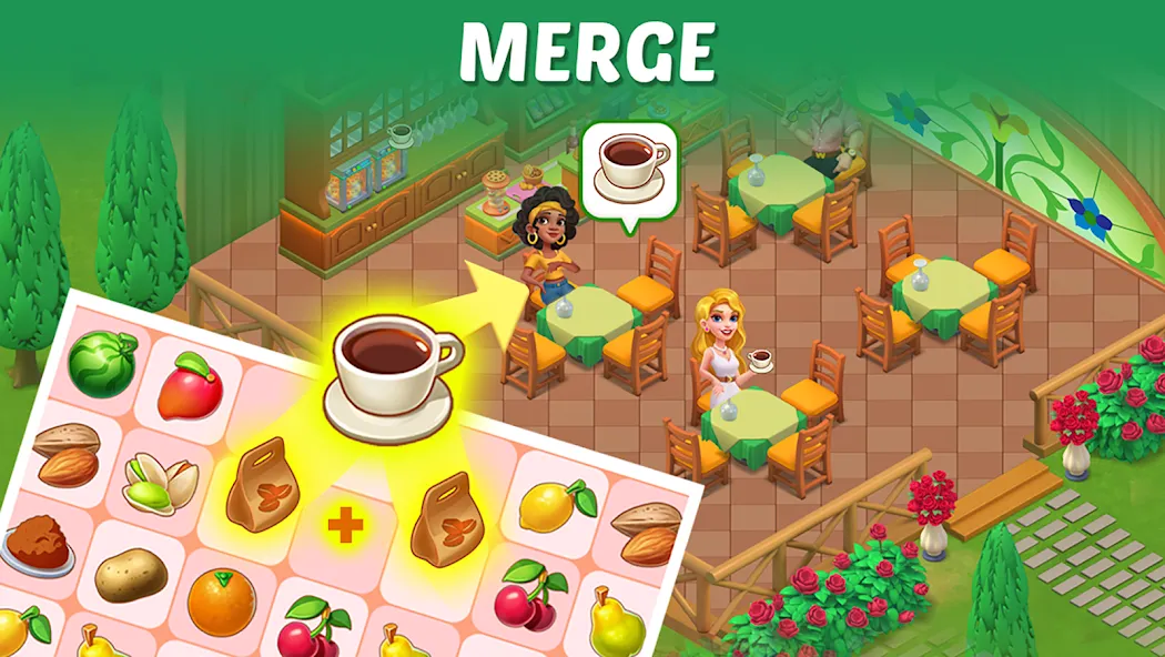 Merge Cooking:Theme Restaurant  [МОД Бесконечные монеты] Screenshot 3