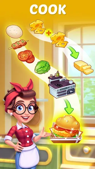 Merge Cooking:Theme Restaurant  [МОД Бесконечные монеты] Screenshot 4