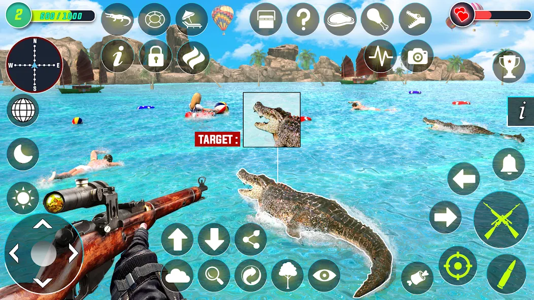 Crocodile Hunting Animal Games (Крокодил Охота Игры с животными)  [МОД Меню] Screenshot 5