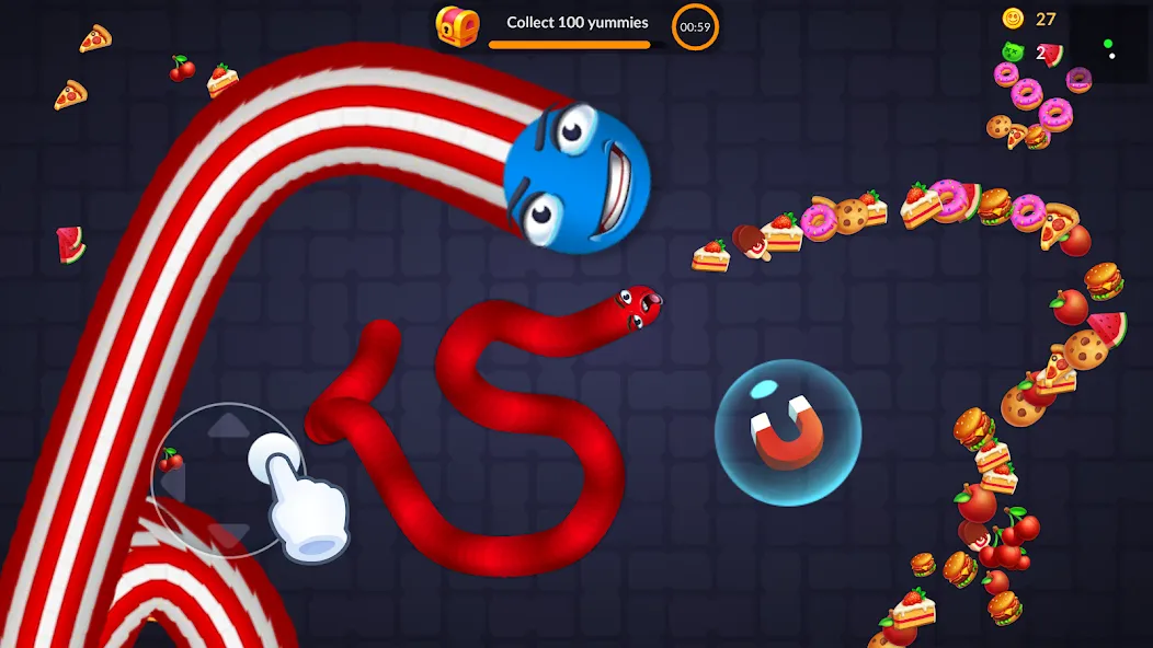 Snake vs Worms: Fun .io Zone  [МОД Много монет] Screenshot 3