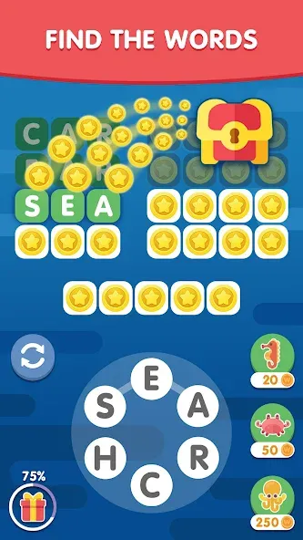 Word Search Sea: Word Puzzle  [МОД Много денег] Screenshot 1