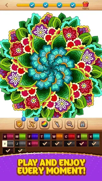 Cross Stitch Coloring Mandala (Кроссстиль раскрашивание мандала)  [МОД Много монет] Screenshot 5