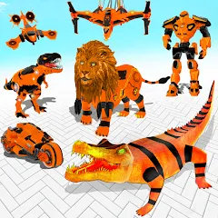 Скачать взломанную Robot Game Transform Crocodile  [МОД Много денег] - стабильная версия apk на Андроид