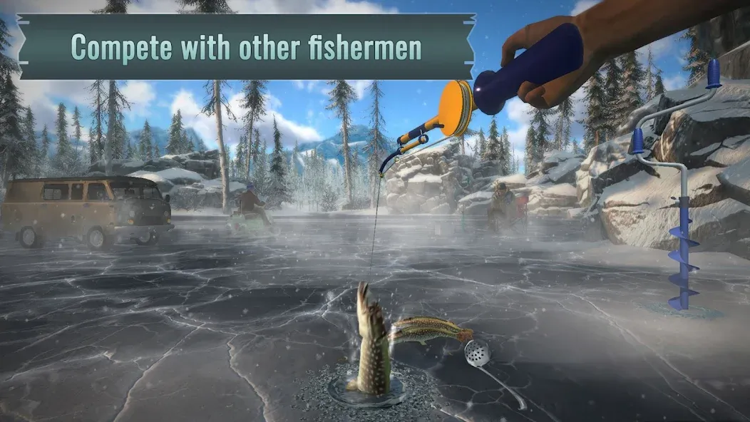 Ice fishing game. Catch bass.  [МОД Меню] Screenshot 2