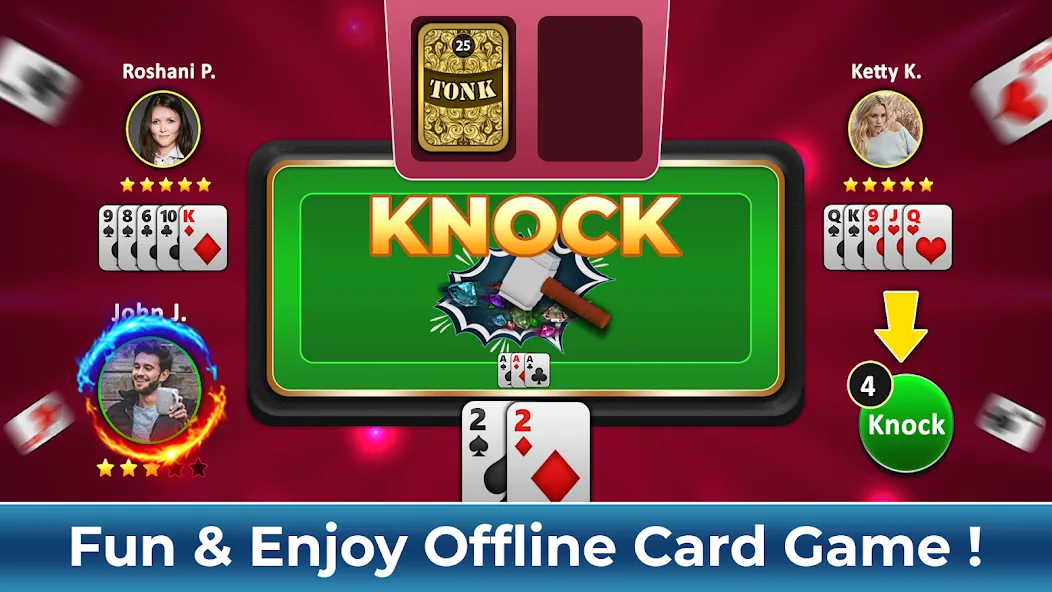 Tonk Rummy Card Game (Тонк Рамми карточная игра)  [МОД Бесконечные монеты] Screenshot 5