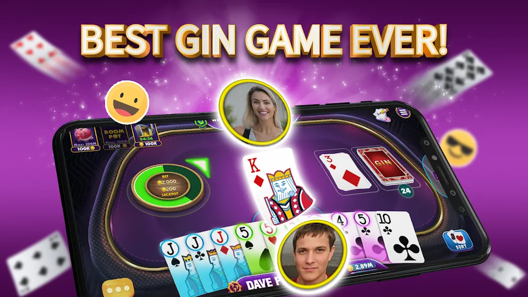 Gin Rummy Elite: Online Game (Джин Рамми)  [МОД Unlimited Money] Screenshot 1