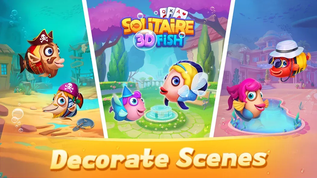 Solitaire 3D Fish  [МОД Unlocked] Screenshot 2