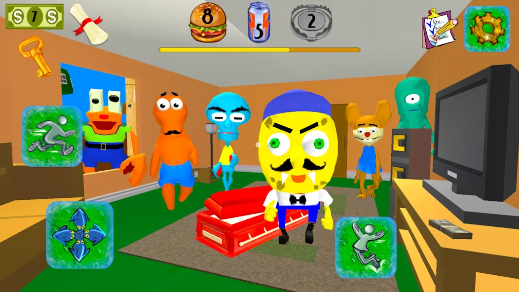 Sponge Neighbor Escape 3D (Спонж Сосед Побег 3D)  [МОД Все открыто] Screenshot 4