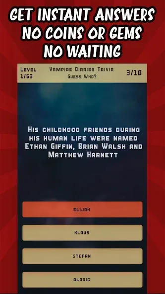 Vampire Diaries Quiz Trivia (Вампирские дневники викторина виктрия)  [МОД Бесконечные монеты] Screenshot 3