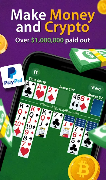 Solitaire - Make Money  [МОД Menu] Screenshot 1