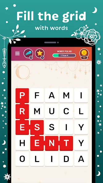 Word Catcher: Word Search  [МОД Бесконечные монеты] Screenshot 2