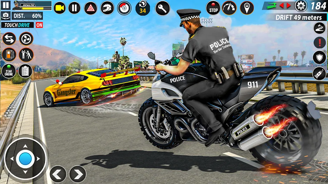 Police Moto Bike Chase Crime (Полицейская мотоциклетная погоня за преступником)  [МОД Много монет] Screenshot 5