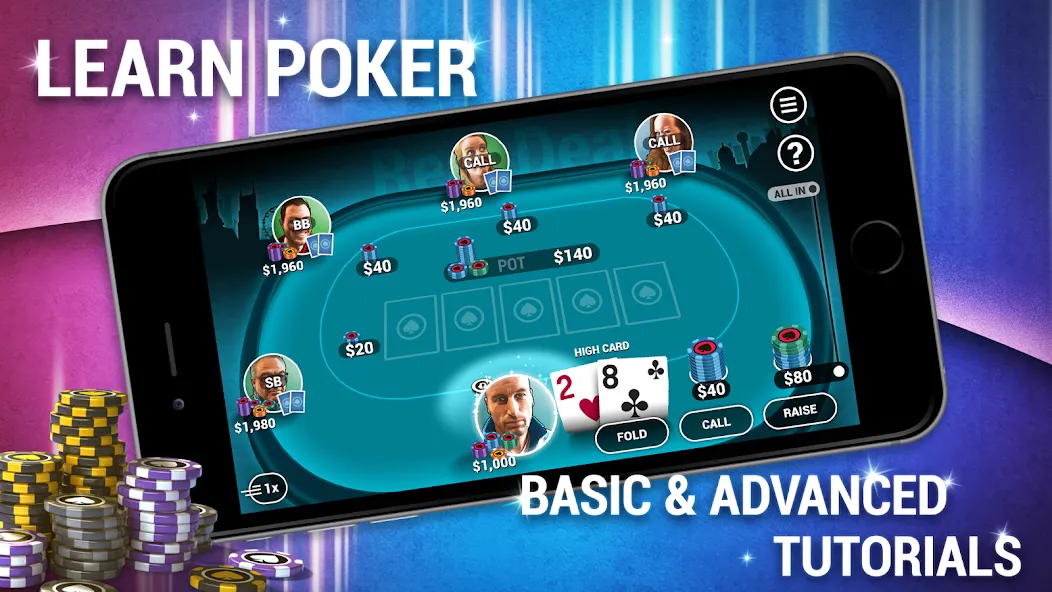 Learn How To Play Texas Poker  [МОД Много денег] Screenshot 1