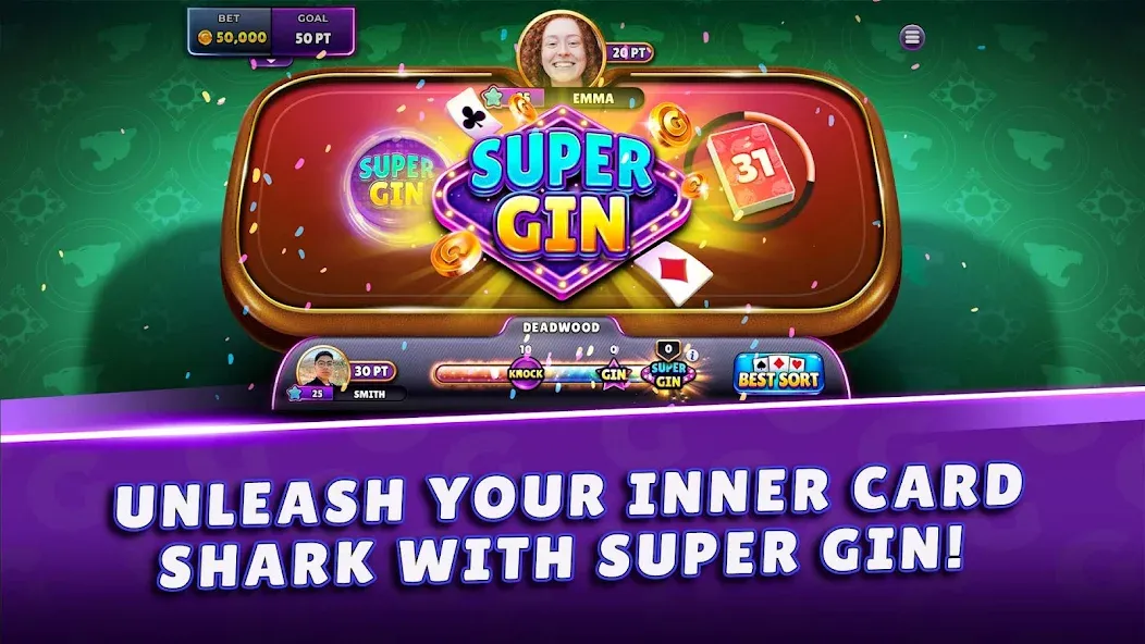 Gin Rummy Super - Card Game (Джин Рамми Супер)  [МОД Бесконечные деньги] Screenshot 1