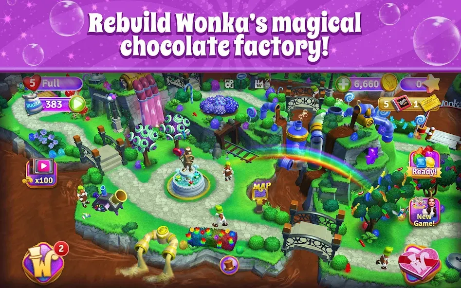 Wonka's World of Candy Match 3  [МОД Menu] Screenshot 1