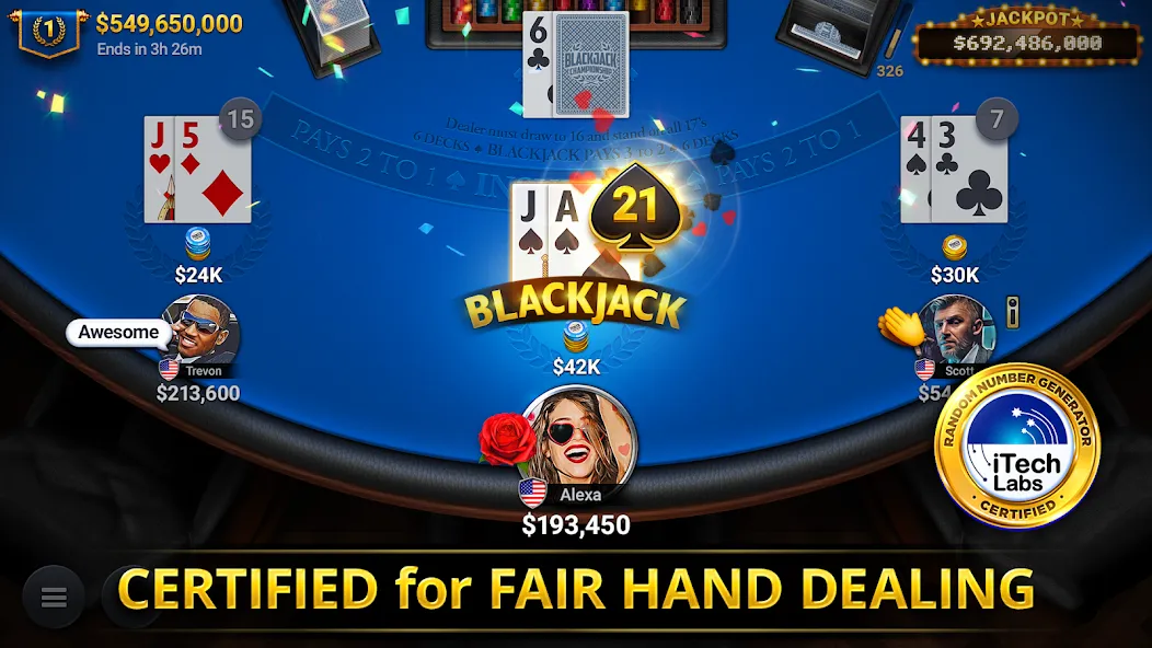 Blackjack Championship (Блэкджек Чемпионат)  [МОД Бесконечные деньги] Screenshot 1