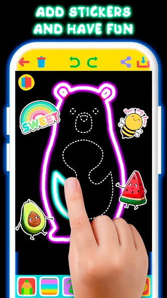 Drawing For Kids - Glow Draw  [МОД Unlimited Money] Screenshot 2