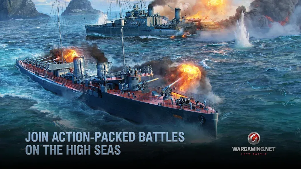 World of Warships Blitz War (Ворлд оф Варшипс Блиц Вар)  [МОД Бесконечные монеты] Screenshot 2