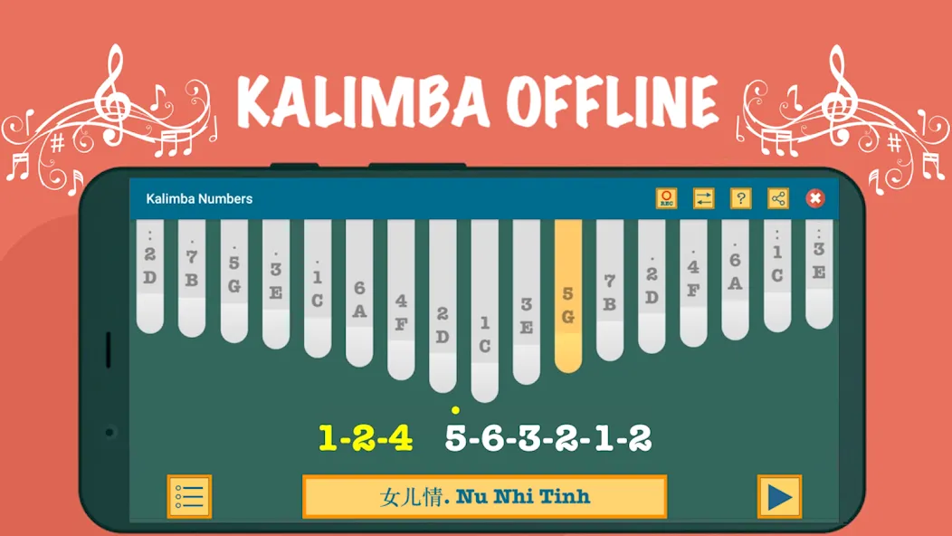 Kalimba App With Songs Numbers (Калимба приложение с песнями и цифрами)  [МОД Бесконечные монеты] Screenshot 5