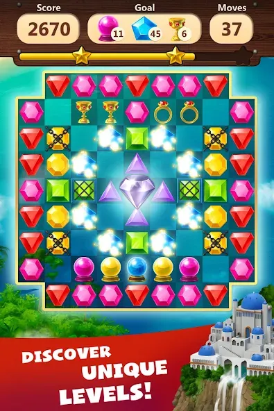 Jewels Planet - Match 3 Puzzle  [МОД Много монет] Screenshot 3